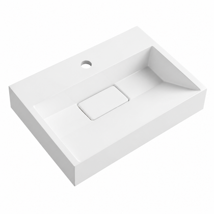 Matte White Solid Surface Rectangular Vanity Basin with Single Tap Hole RS6001-500 – 500 × 370 × 150 mm