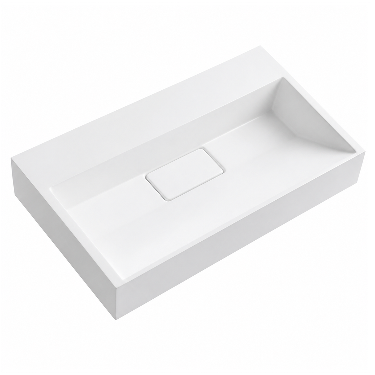 Matte White Solid Surface Rectangular Vanity Basin with Single Tap Hole RS6001-600 – 600 × 370 × 150 mm