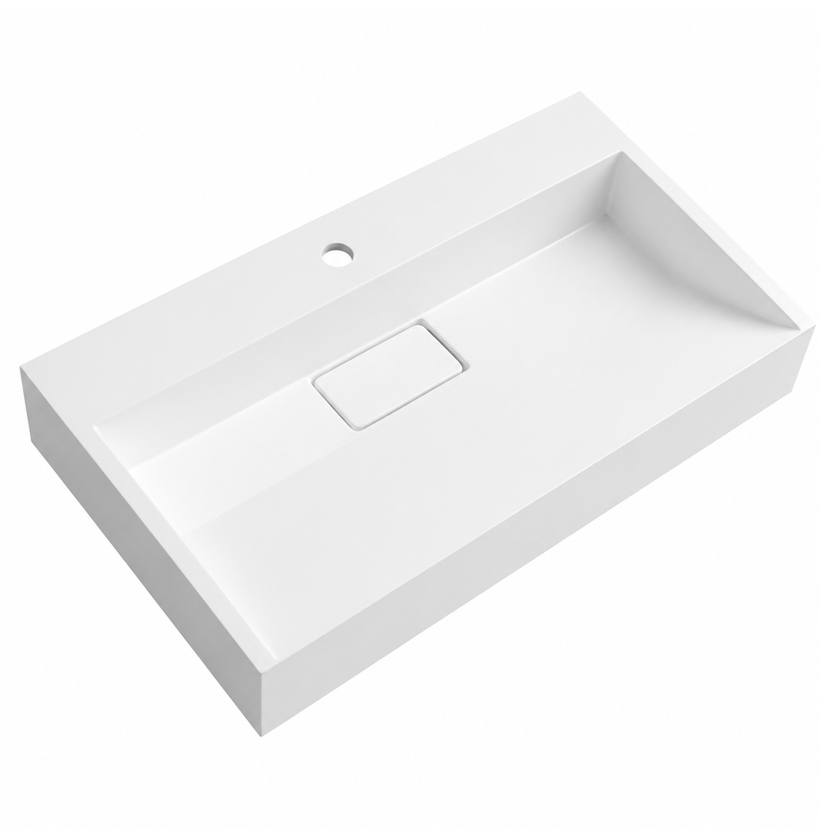 Matte White Solid Surface Rectangular Vanity Basin with Single Tap Hole RS6001-700 – 700 × 460 × 150 mm