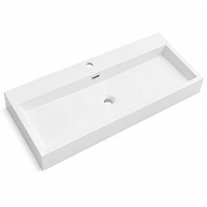 Rectangular Solid Surface Countertop Wash Basin, Single Faucet Hole RS6002-995 – 995 × 415 × 125 mm