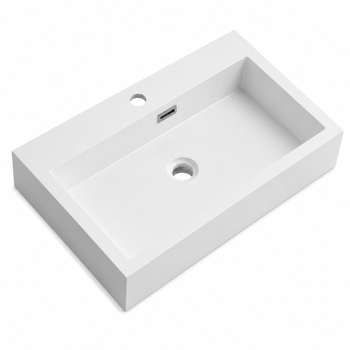 Solid Surface Rectangular Countertop Basin with Wide Flat Deck RS60051-60 – 600 × 420 × 120 mm