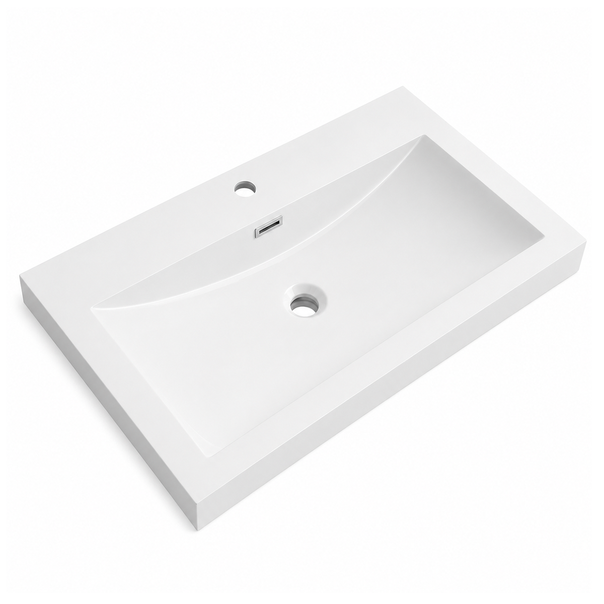 Solid Surface Integrated Countertop Vanity Basin, Single-Hole Rectangular (600-1205mm) RS6033-765 – 760 × 460 × 160 mm