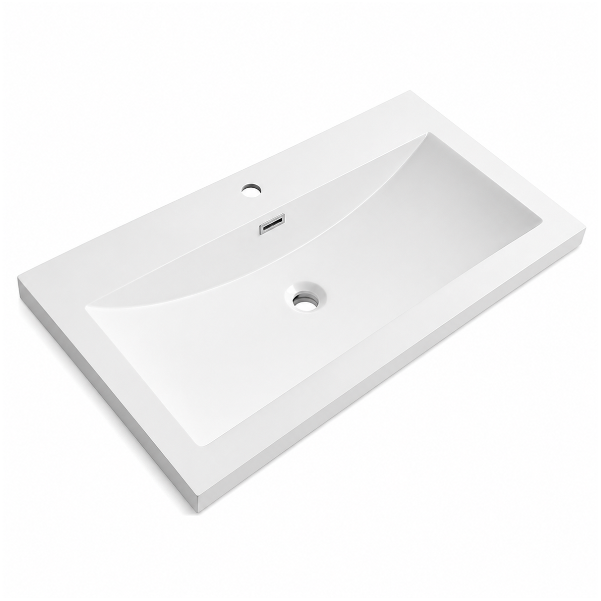 Solid Surface Integrated Countertop Vanity Basin, Single-Hole Rectangular (600-1205mm) RS6033-895 – 895 × 480 × 170 mm