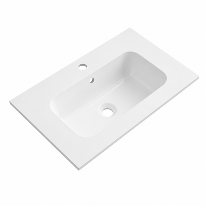 Matte White Solid Surface Integrated Vanity Top Basin, Rectangular RS604 – 604 × 380 × 140 mm