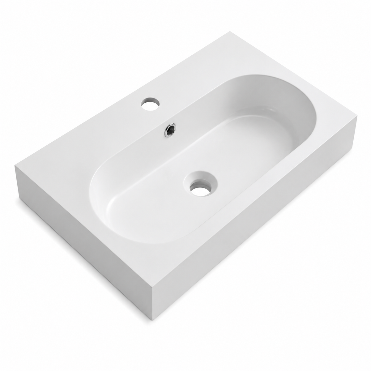 Compact Solid Surface Vanity Basin with Oval Bowl, 590mm RS6051-590 – 590 × 370 × 150 mm