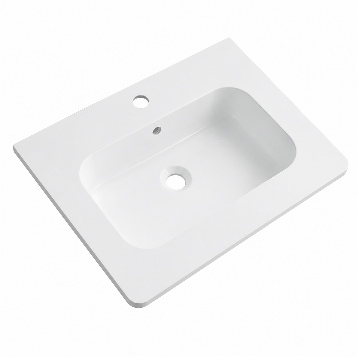 Matte White Solid Surface Integrated Vanity Top Basin, Rectangular RS615-Y – 615 × 472 × 140 mm · Color