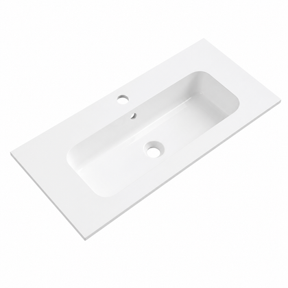 Matte White Solid Surface Integrated Vanity Top Basin, Rectangular RS804 – 804 × 380 × 140 mm