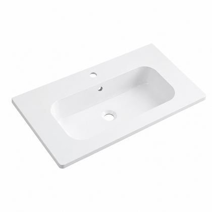 Matte White Solid Surface Integrated Vanity Top Basin, Rectangular RS815-Y – 815 × 472 × 140 mm · Color