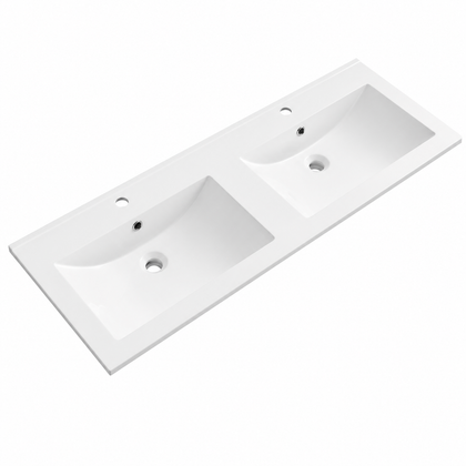 Integrated Solid Surface Vanity-Top Basin, Single Faucet Hole RSA1200D – 1200 × 460 × 163 mm · Double Bowl