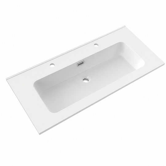 Wide 1010mm Solid Surface Vanity Top with Double Tap Holes RSB1010-B1 – 1010 × 465 × 158 mm · Type B1