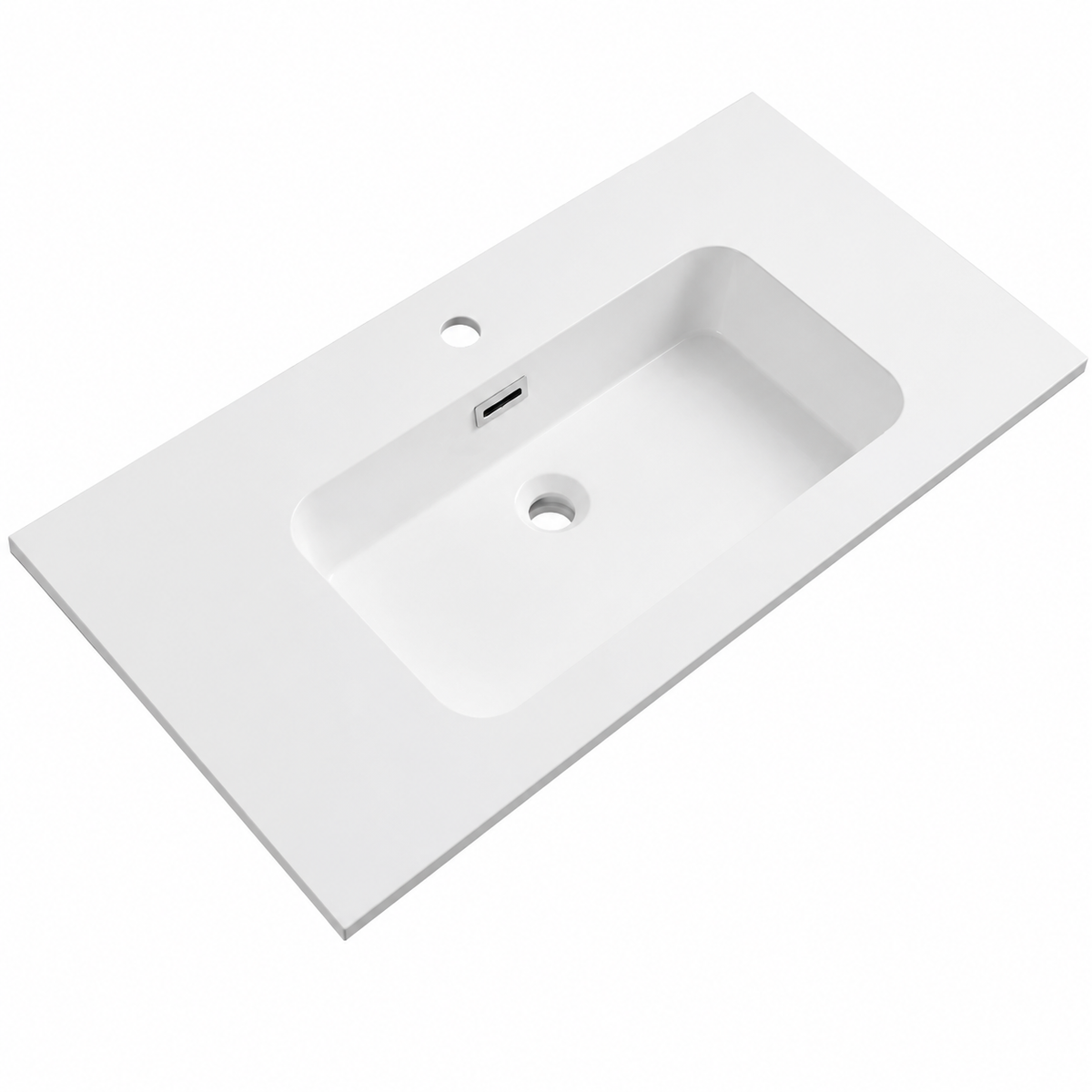 Integral Solid Surface Vanity-Top Basin with Single-Hole Countertop RSB1010 – 1010 × 465 × 158 mm