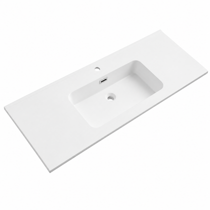Integral Solid Surface Vanity-Top Basin with Single-Hole Countertop RSB1210 – 1210 × 465 × 158 mm