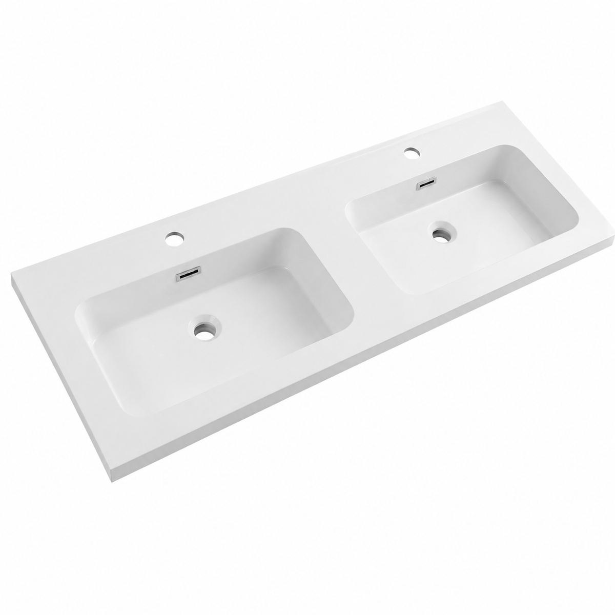 Integral Solid Surface Vanity-Top Basin with Single-Hole Countertop RSB1210D-1 – 1210 × 465 × 158 mm · Double Bowl, Type 1
