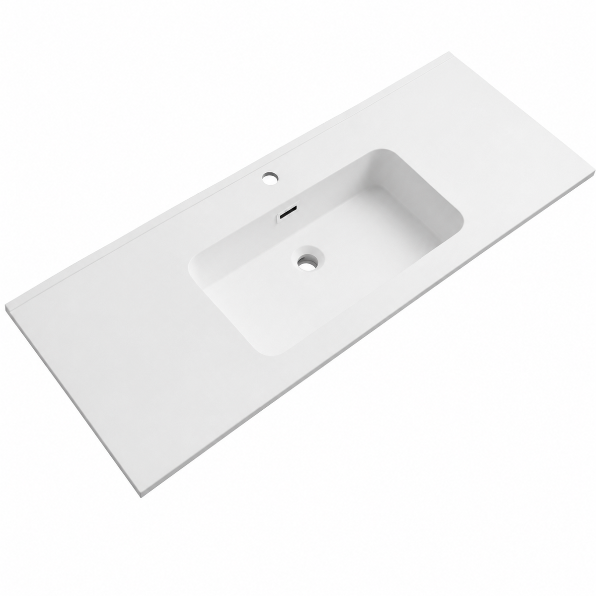 Integral Solid Surface Vanity-Top Basin with Single-Hole Countertop RSB1210MW – 1210 × 465 × 158 mm · Matte White