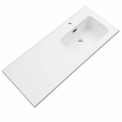 Integral Solid Surface Vanity-Top Basin with Single-Hole Countertop RSB1210R – 1200 × 465 × 158 mm · Right