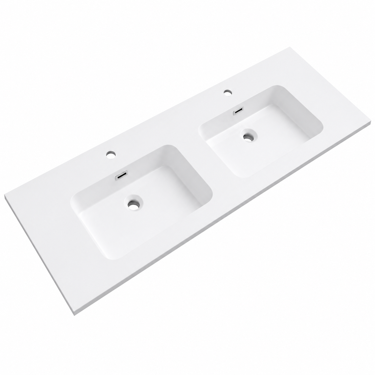 Integral Solid Surface Vanity-Top Basin with Single-Hole Countertop RSB1500-D – 1500 × 465 × 158 mm · Double Bowl