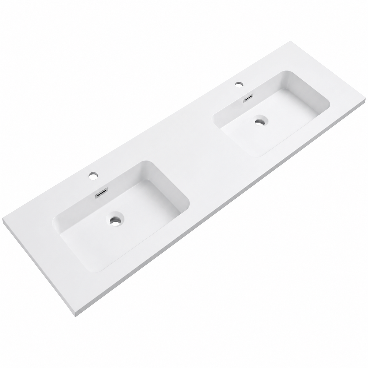 Integral Solid Surface Vanity-Top Basin with Single-Hole Countertop RSB1800-D – 1800 × 465 × 158 mm · Double Bowl