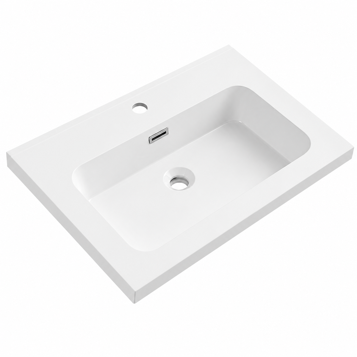 Integral Solid Surface Vanity-Top Basin with Single-Hole Countertop RSB610-1 – 610 × 465 × 158 mm · Type 1
