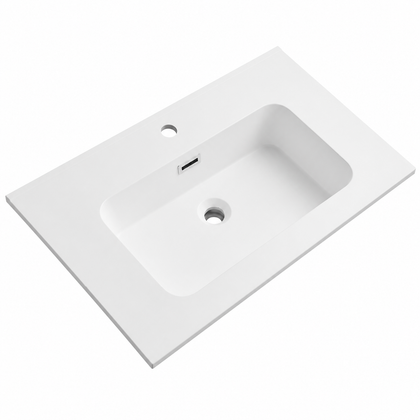 Integral Solid Surface Vanity-Top Basin with Single-Hole Countertop RSB710MW – 710 × 465 × 158 mm · Matte White