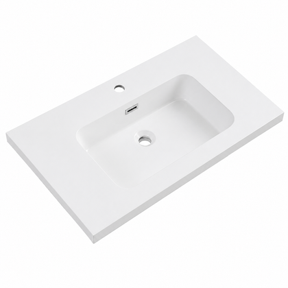 Integral Solid Surface Vanity-Top Basin with Single-Hole Countertop RSB810-1 – 810 × 465 × 158 mm · Type 1