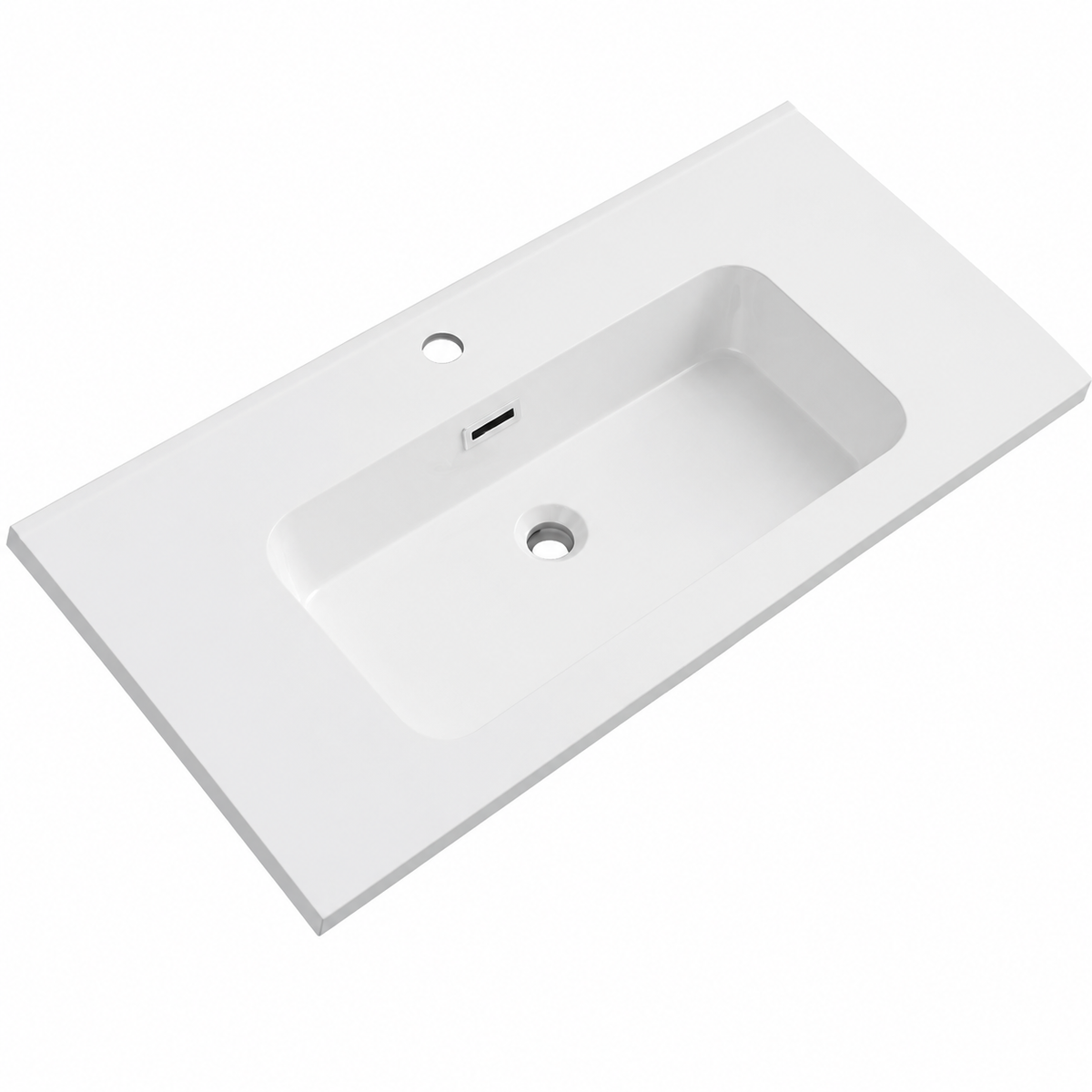 Integral Solid Surface Vanity-Top Basin with Single-Hole Countertop RSB910MW – 910 × 465 × 158 mm · Matte White