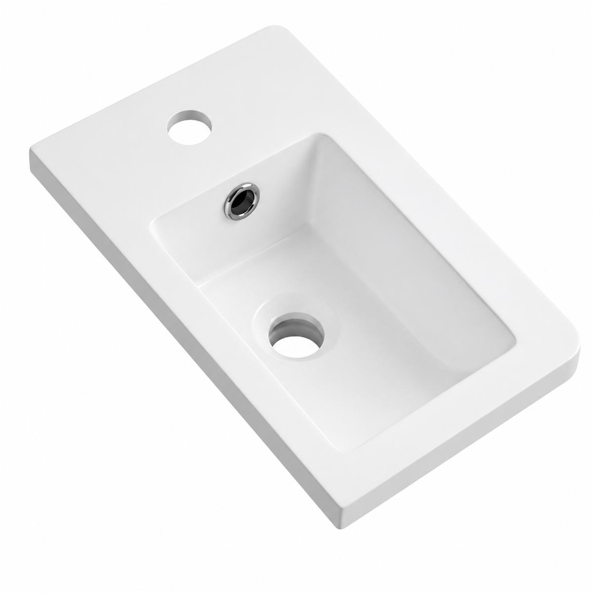 Compact 400mm Solid Surface Cloakroom Basin, Corner Tap RSBG400MM – 400 × 222 × 140 mm