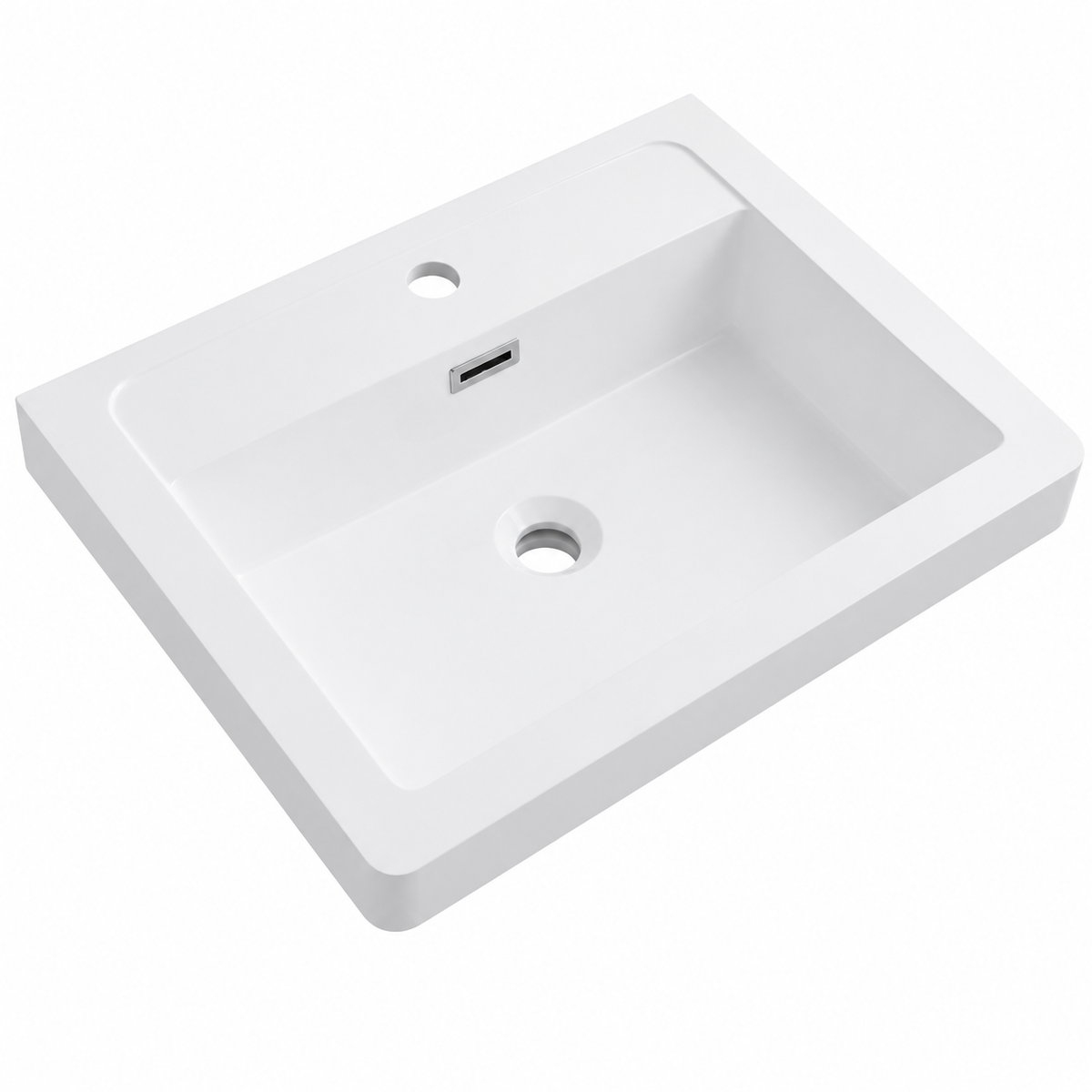 Solid Surface Drop-In Vanity Basin, Rectangular Matte White 500x420mm RSBG500 – 500 × 420 × 160 mm