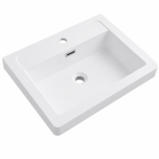 Solid Surface Drop-In Vanity Basin, Rectangular Matte White 500x420mm RSBG500 – 500 × 420 × 160 mm