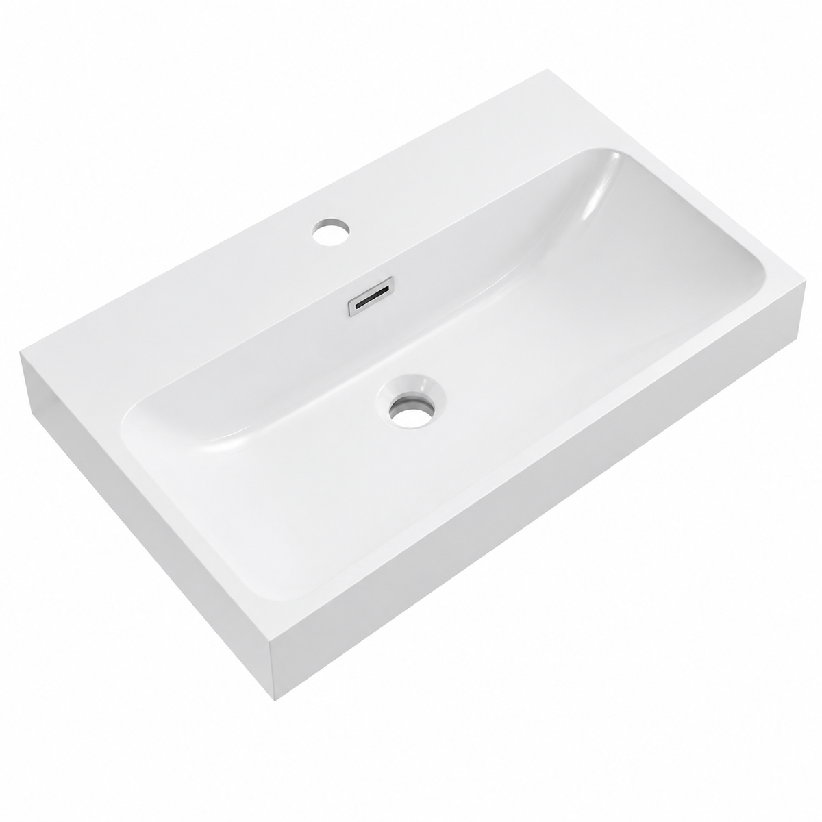 Compact Rectangular Solid Surface Vanity-Top Basin with Single Faucet Hole RSC600 – 600 × 400 × 165 mm
