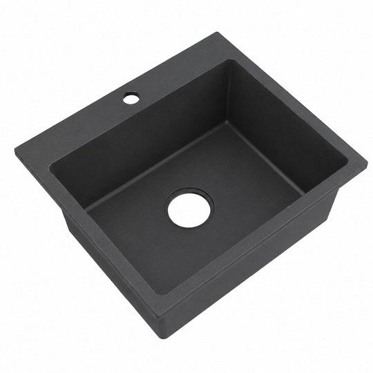 Matte Charcoal Solid Surface Square Drop-In Basin RSCC500 – 500 × 500 × 200 mm