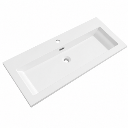 Solid Surface Integrated Vanity Top Basin with Pre-Drilled Faucet Hole RSE1004-1 – 1004 × 460 × 125 mm · Type 1