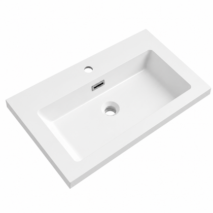 Solid Surface Integrated Vanity Top Basin with Pre-Drilled Faucet Hole RSE604-1 – 604 × 460 × 125 mm · Type 1