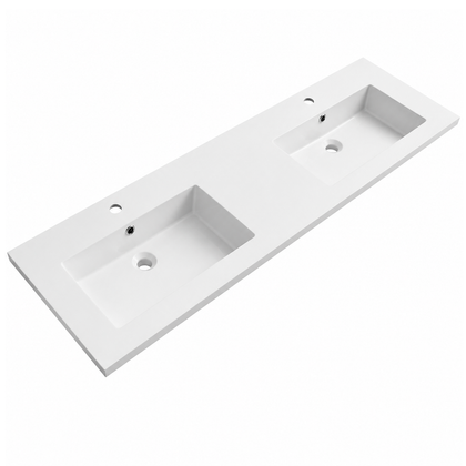 Rectangular Solid Surface Vessel Basin with Single Faucet Hole RSF1500D – 1500 × 460 × 150 mm · Double Bowl