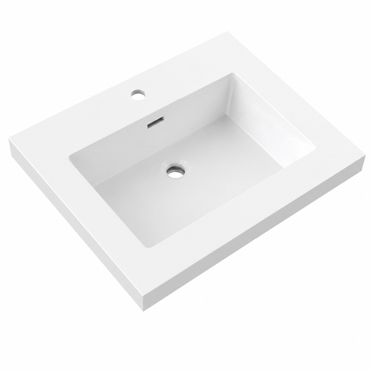 Solid Surface Integrated Rectangular Vanity Top Basin (Single Faucet Hole) RSF600-1 – 600 × 300 × 180 mm · Type 1