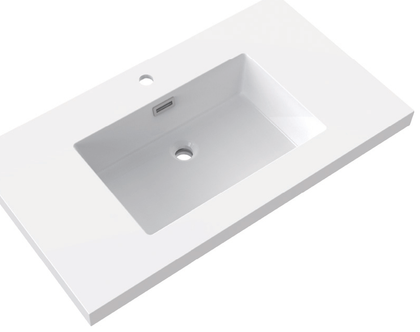 Solid Surface Integrated Rectangular Vanity Top Basin (Single Faucet Hole) RSF900-1 – 900 × 300 × 180 mm · Type 1
