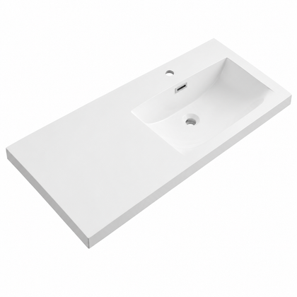 Offset Rectangular Solid Surface Vanity Basin with Integrated Counter RSG1000R – 1000 × 480 × 195 mm · Right