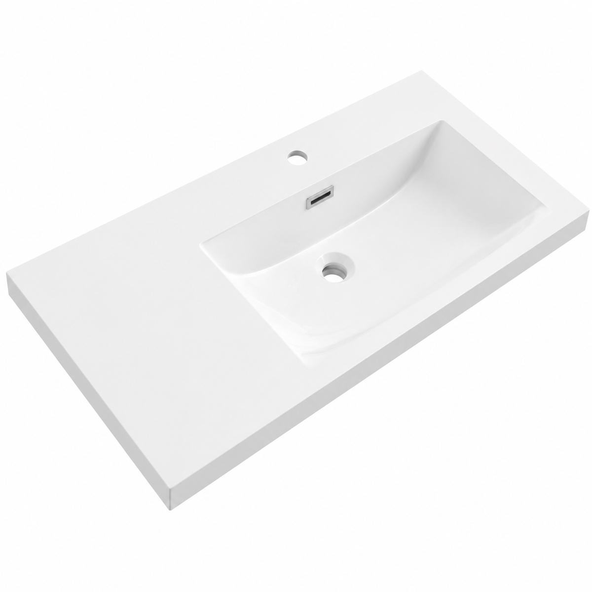 Offset Rectangular Solid Surface Vanity Basin with Integrated Counter RSG800R – 800 × 480 × 195 mm · Right