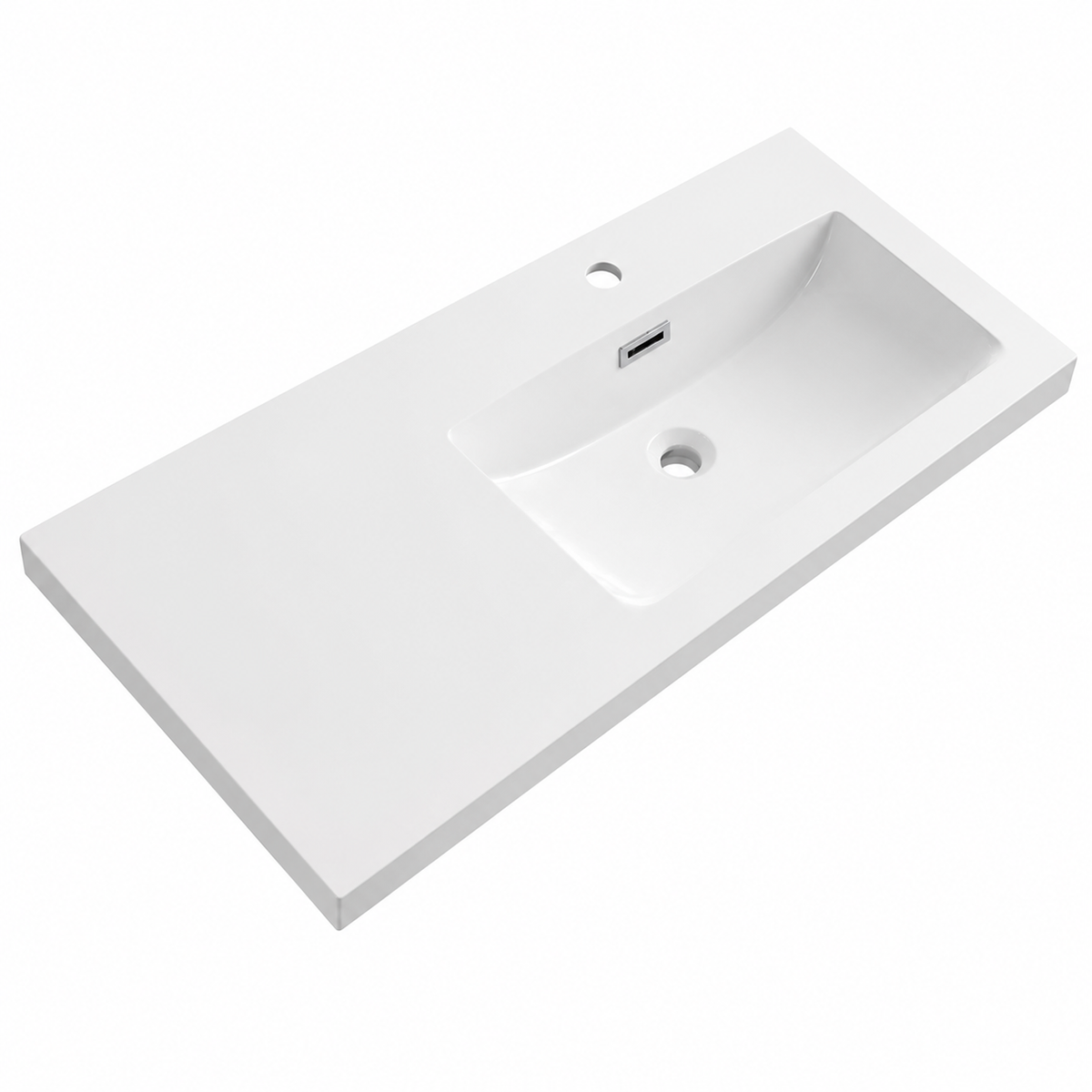 Offset Rectangular Solid Surface Vanity Basin with Integrated Counter RSG900R – 900 × 480 × 195 mm · Right