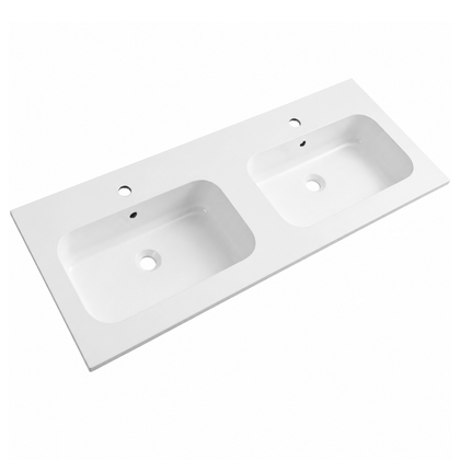 Rectangular Solid Surface Vanity-Top Basin with Integrated Single Bowl RSH1210D – 1210 × 463 × 145 mm · Double Bowl