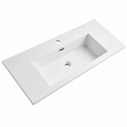 600mm Solid Surface Integrated Vanity Top Basin, Center Rectangular Bowl RSJ1000 – 1000 × 460 × 168 mm