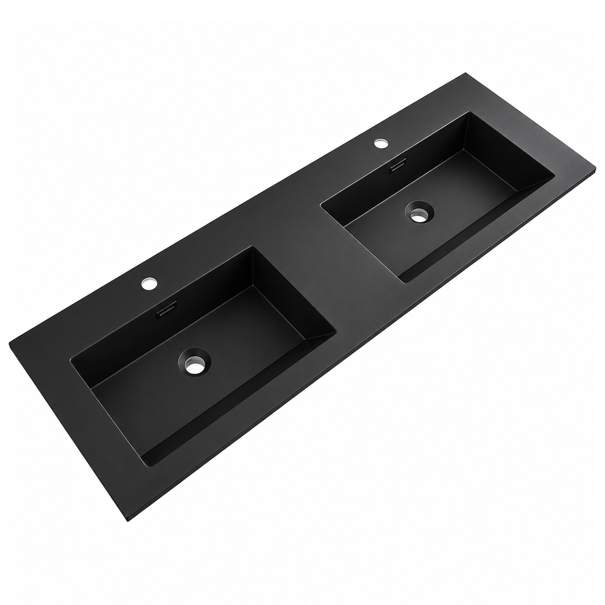600mm Solid Surface Integrated Vanity Top Basin, Center Rectangular Bowl RSJ1400DMB – 1400 × 460 × 168 mm · Double Bowl, Matte Black