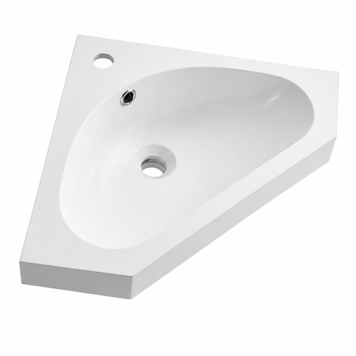 Solid Surface Corner Vanity Basin with Rounded Oval Bowl, 450mm RSJ450 – 450 × 450 × 165 mm