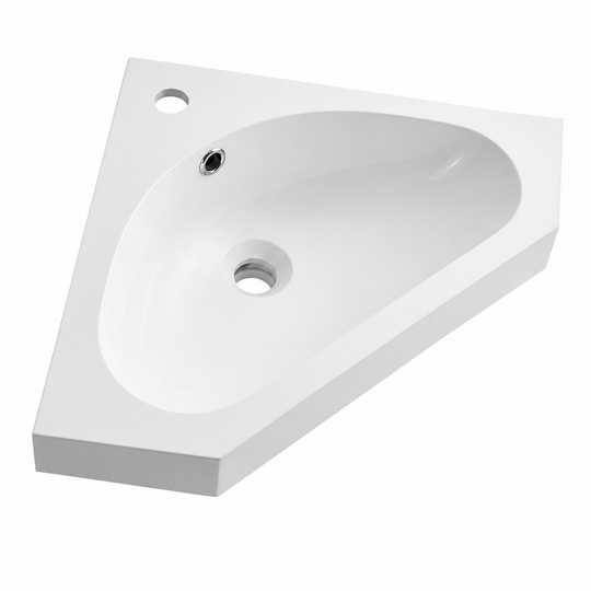 Solid Surface Corner Vanity Basin with Rounded Oval Bowl, 450mm RSJ450 – 450 × 450 × 165 mm