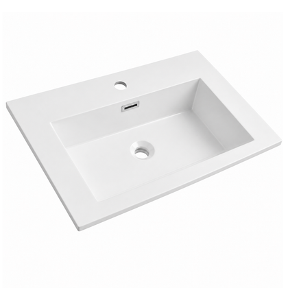 600mm Solid Surface Integrated Vanity Top Basin, Center Rectangular Bowl RSJ600 – 600 × 460 × 168 mm