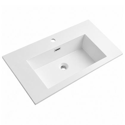 600mm Solid Surface Integrated Vanity Top Basin, Center Rectangular Bowl RSJ750 – 750 × 460 × 168 mm
