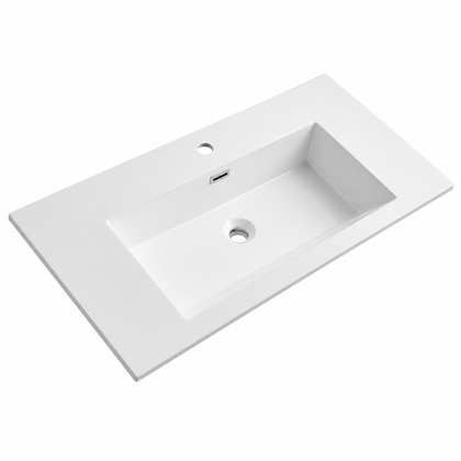 600mm Solid Surface Integrated Vanity Top Basin, Center Rectangular Bowl RSJ900 – 900 × 460 × 168 mm