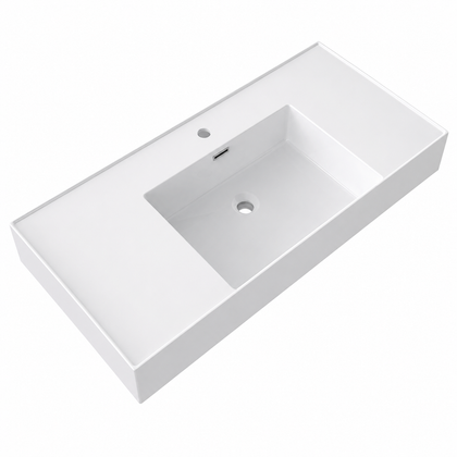 Rectangular Solid Surface Vessel Basin With Pre-Drilled Tap Hole RSM1000 – 1000 × 460 × 175 mm