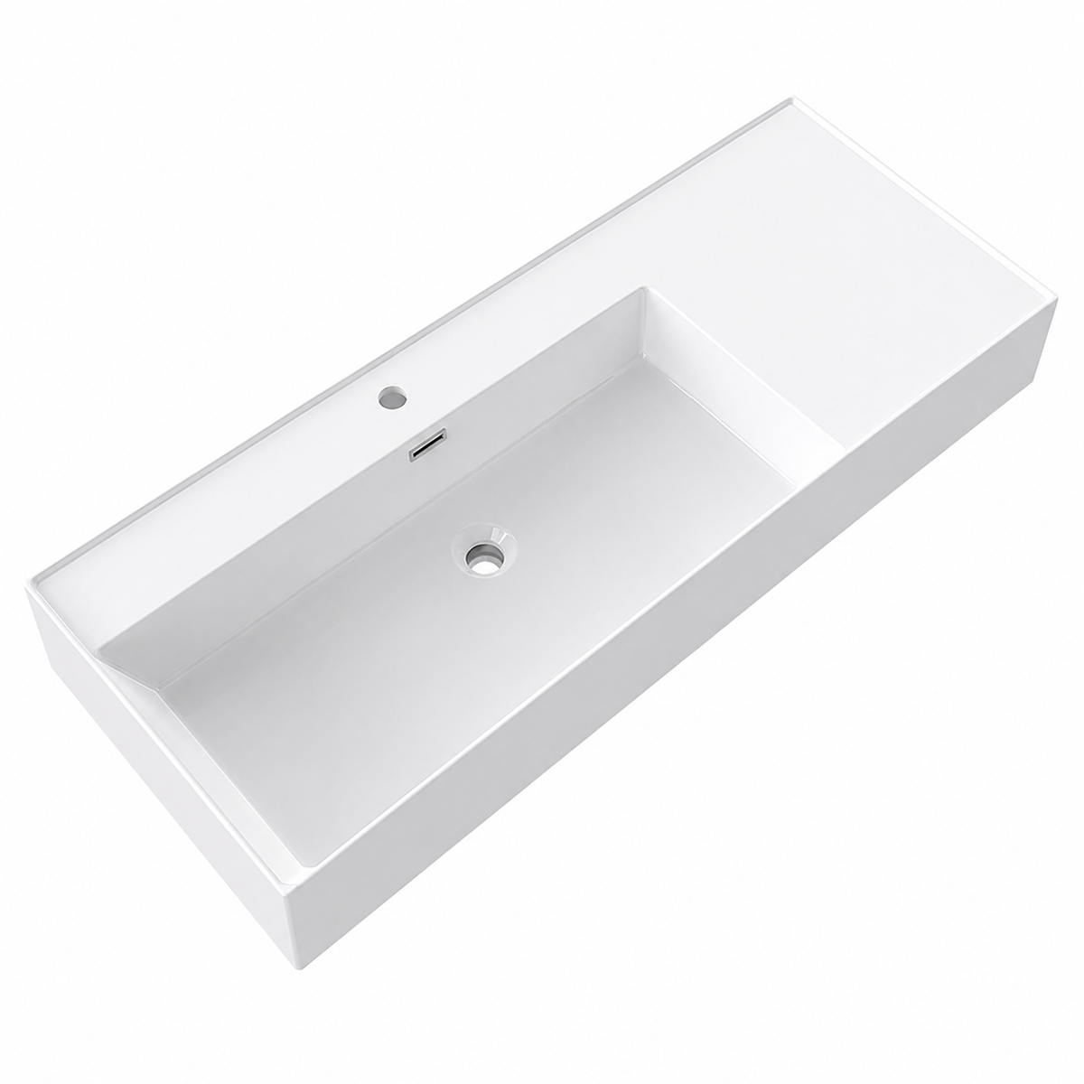 Rectangular Solid Surface Vessel Basin With Pre-Drilled Tap Hole RSM1200L – 1200 × 460 × 175 mm · Left