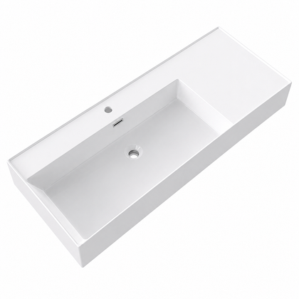 Rectangular Solid Surface Vessel Basin With Pre-Drilled Tap Hole RSM1200L – 1200 × 460 × 175 mm · Left