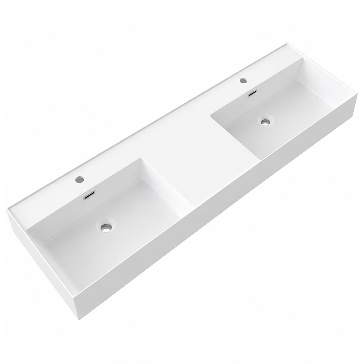 Rectangular Solid Surface Vessel Basin With Pre-Drilled Tap Hole RSM1500D – 1500 × 460 × 175 mm · Double Bowl